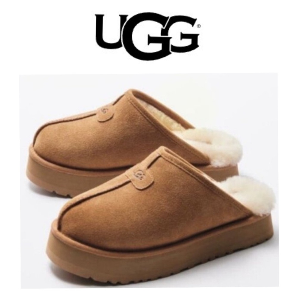 UGG authentic Discoquette slide slippers-size 8-Chestnut and tan